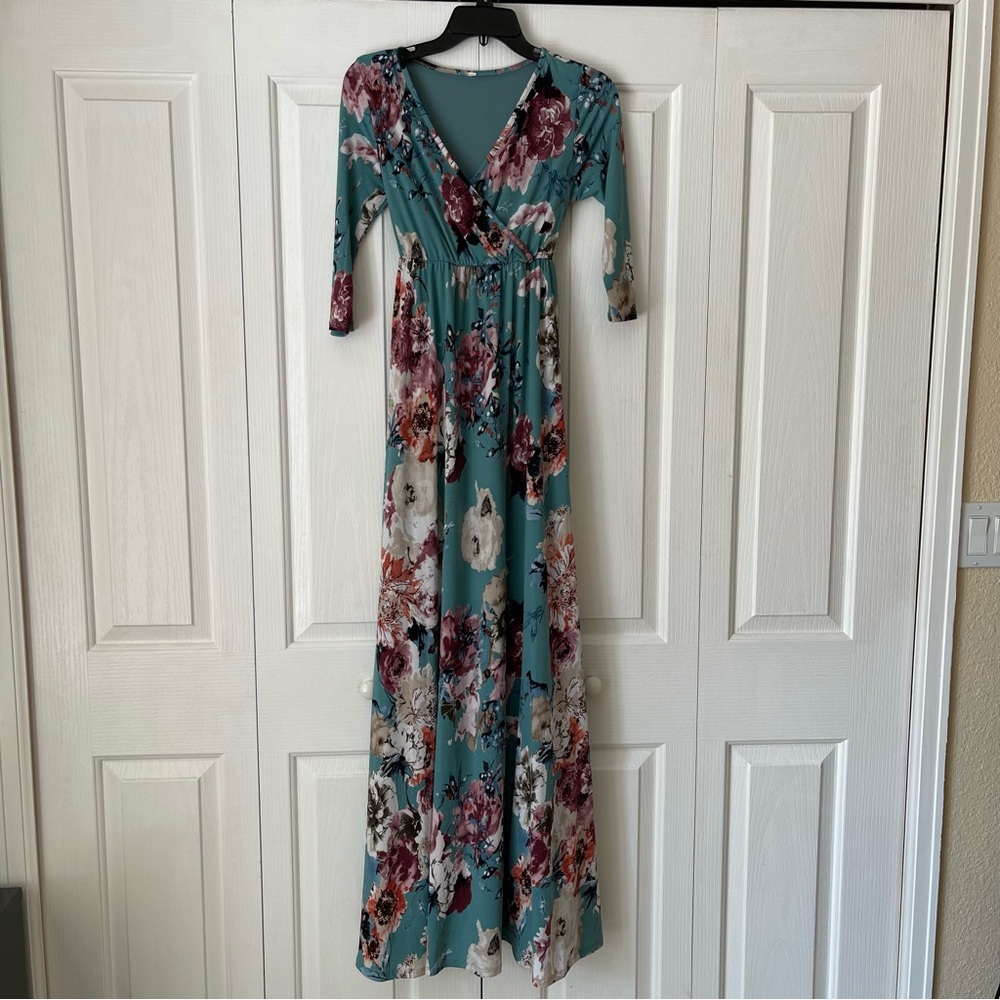 Maternity Dress, PinkBlush Maternity Dress, Maxi, Small, Multicolor, Floral.